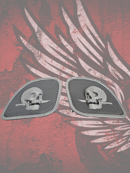 98 to 2024 Road Glide 3D skull and dagger speakers grill covers set