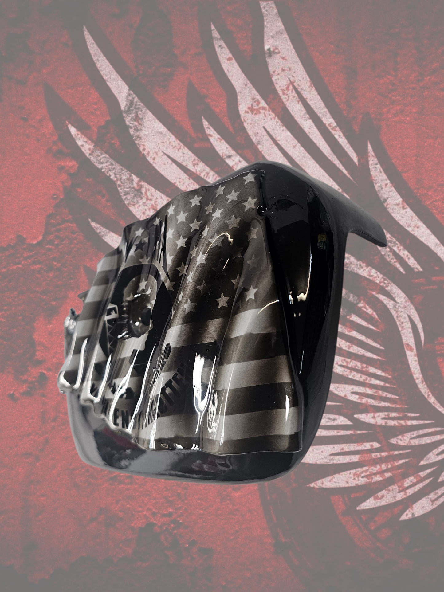 Tattered American flag with POW MIA Tribute air cleaner