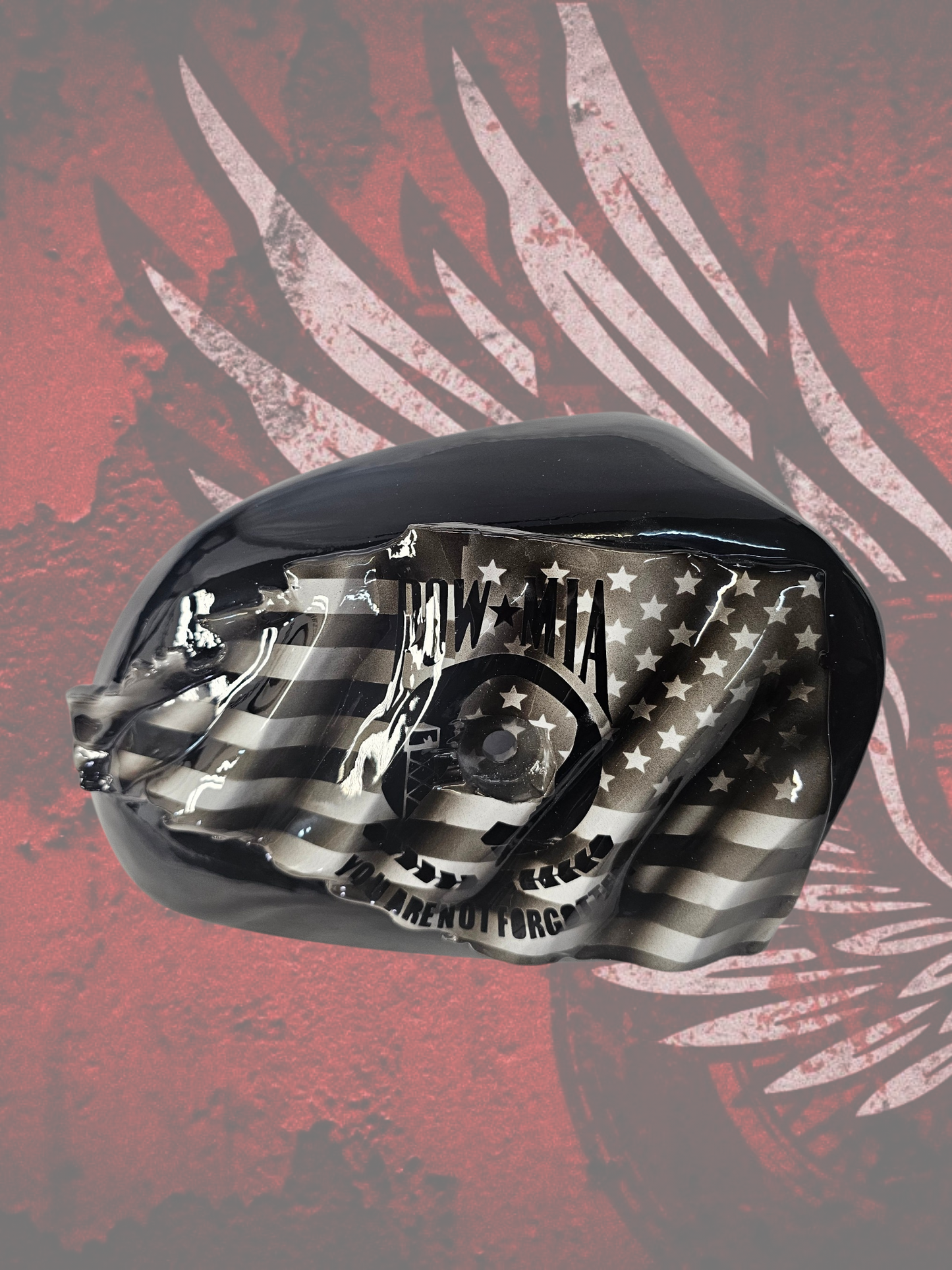 Tattered American flag with POW MIA Tribute air cleaner