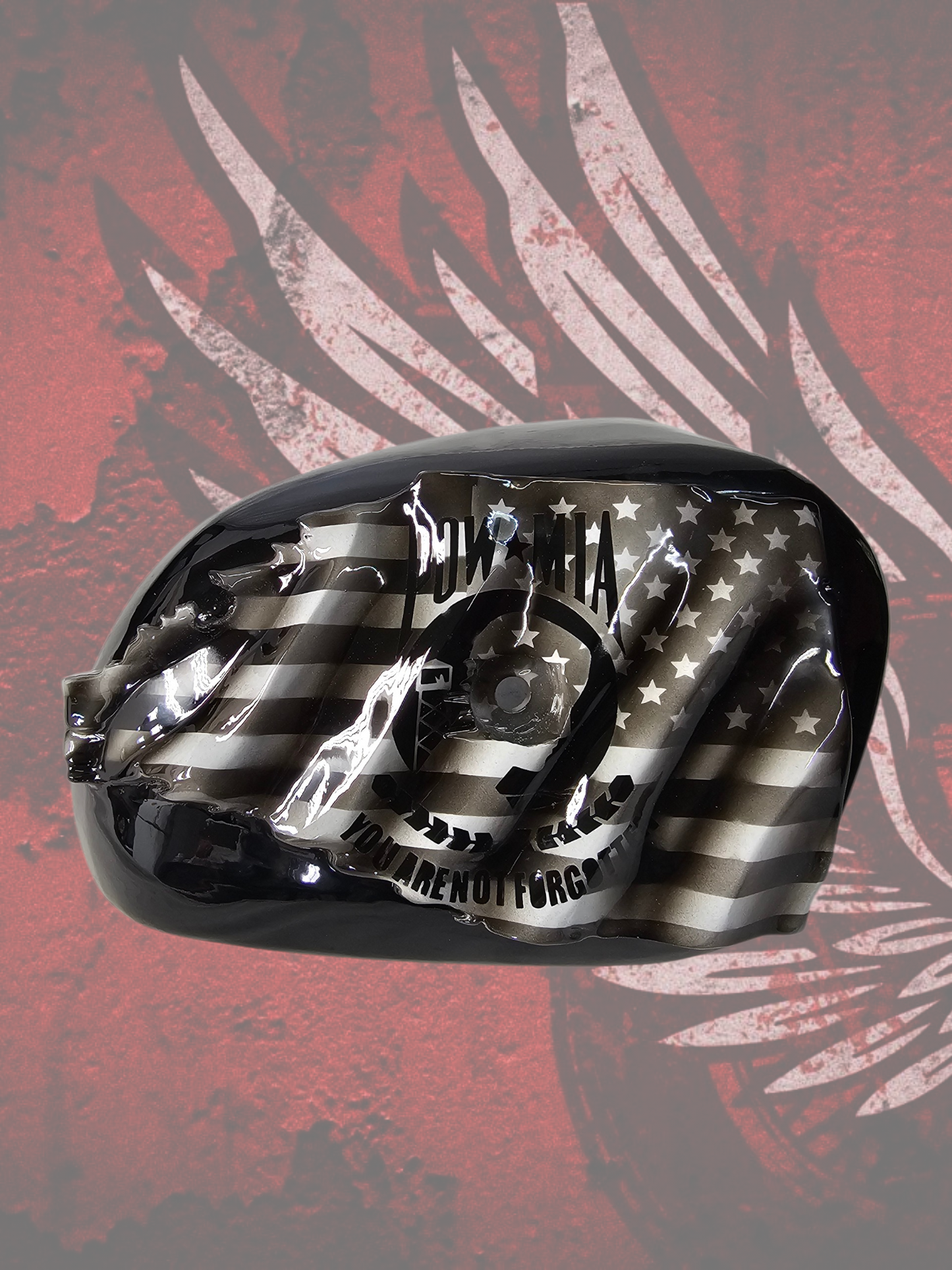 Tattered American flag with POW MIA Tribute air cleaner