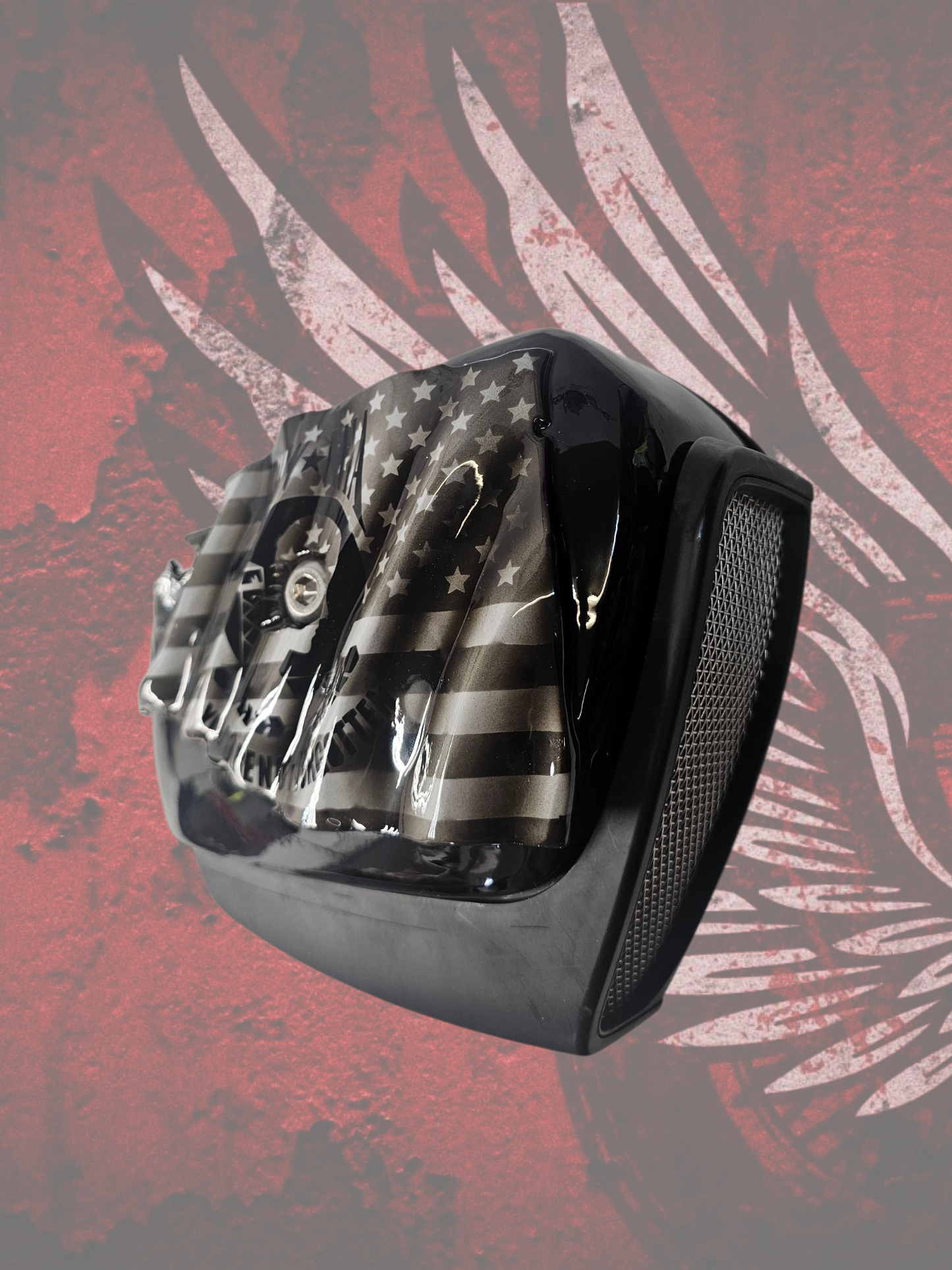 Tattered American flag with POW MIA Tribute air cleaner