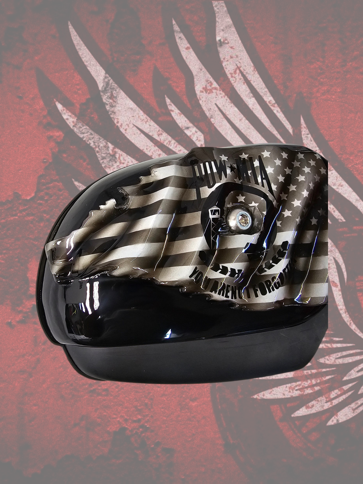 Tattered American flag with POW MIA Tribute air cleaner