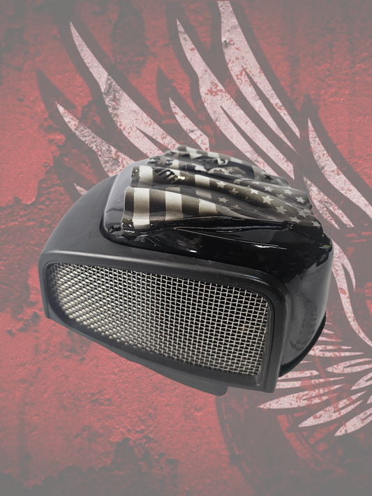 Tattered American flag with POW MIA Tribute air cleaner