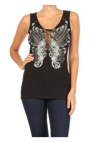 Women’s BLACK Edgy Pistol Tank Top