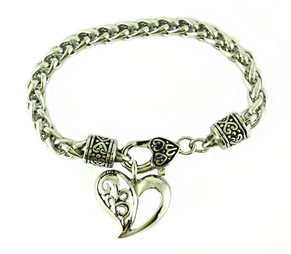 SK2360 Heart Bracelet Stainless Steel Chain 7 Millimeter