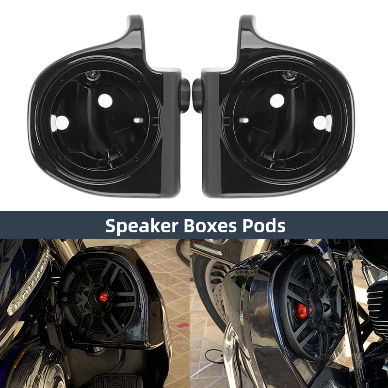 Motorcycle 6.5" Speaker Lower Vented Fairing Sound Pod Box Left Right For Harley Touring Road King Street Glide Electra 93-13