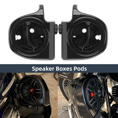 Motorcycle 6.5" Speaker Lower Vented Fairing Sound Pod Box Left Right For Harley Touring Road King Street Glide Electra 93-13