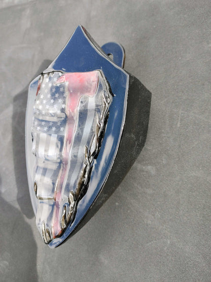 3D tattered American flag firefighter themed Harley horn cover