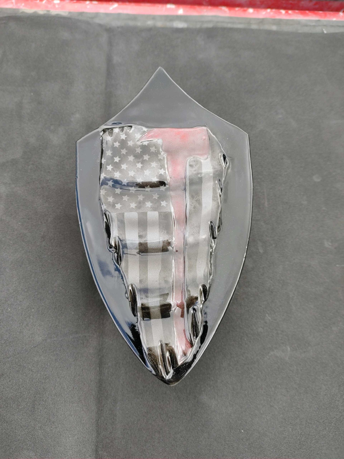 3D tattered American flag firefighter themed Harley horn cover