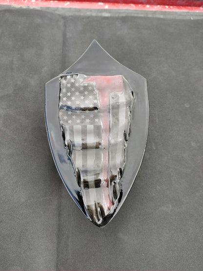 3D tattered American flag firefighter themed Harley horn cover