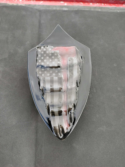 3D tattered American flag firefighter themed Harley horn cover