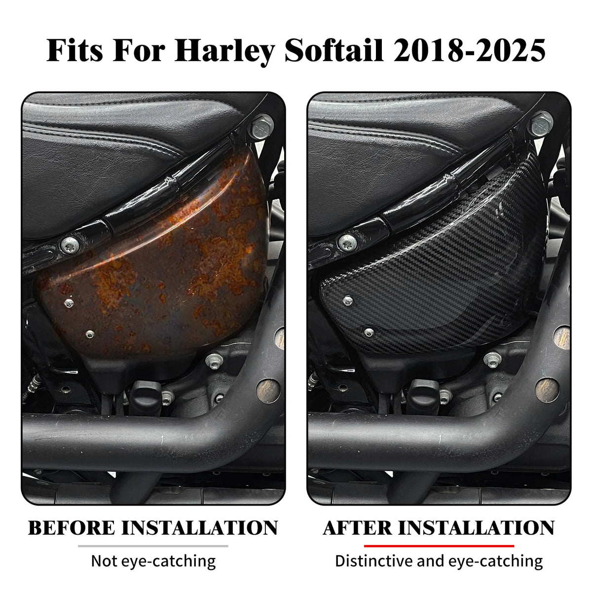 Motorcycle Carbon Fiber Battery Side Cover Fairing Kit For Harley Softail Breakout Low Rider Fat Boy Heritage Slim FLDE 2018-25