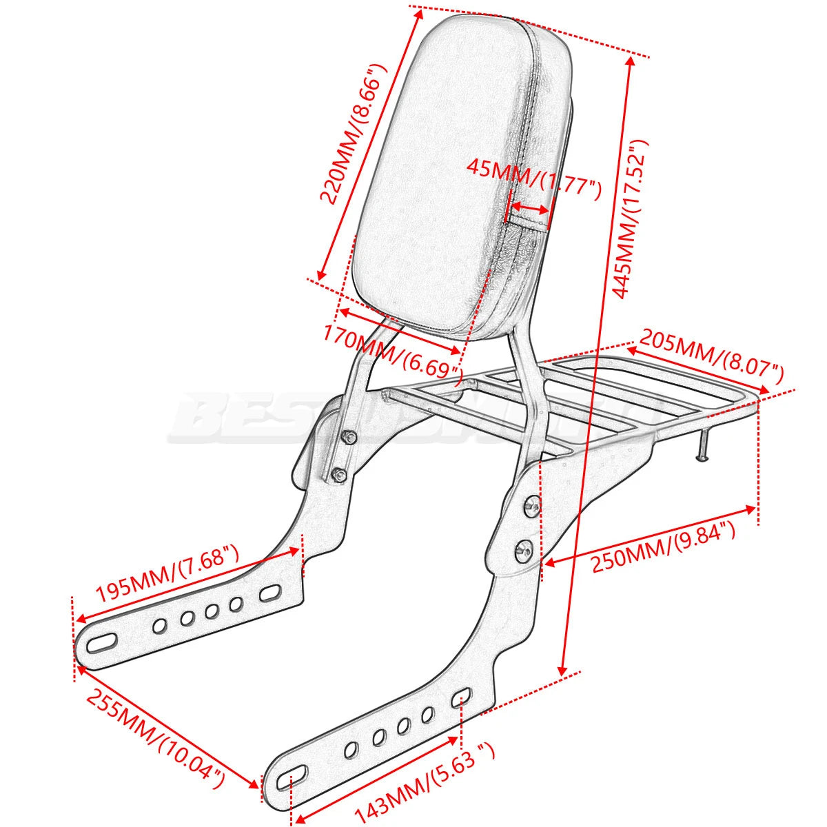 Motorcycle Passenger Backrest Sissy Bar Luggage Rack For Harley Nightster 975 RH975 RH 975 Special 2022 2023 2024 2025 2026