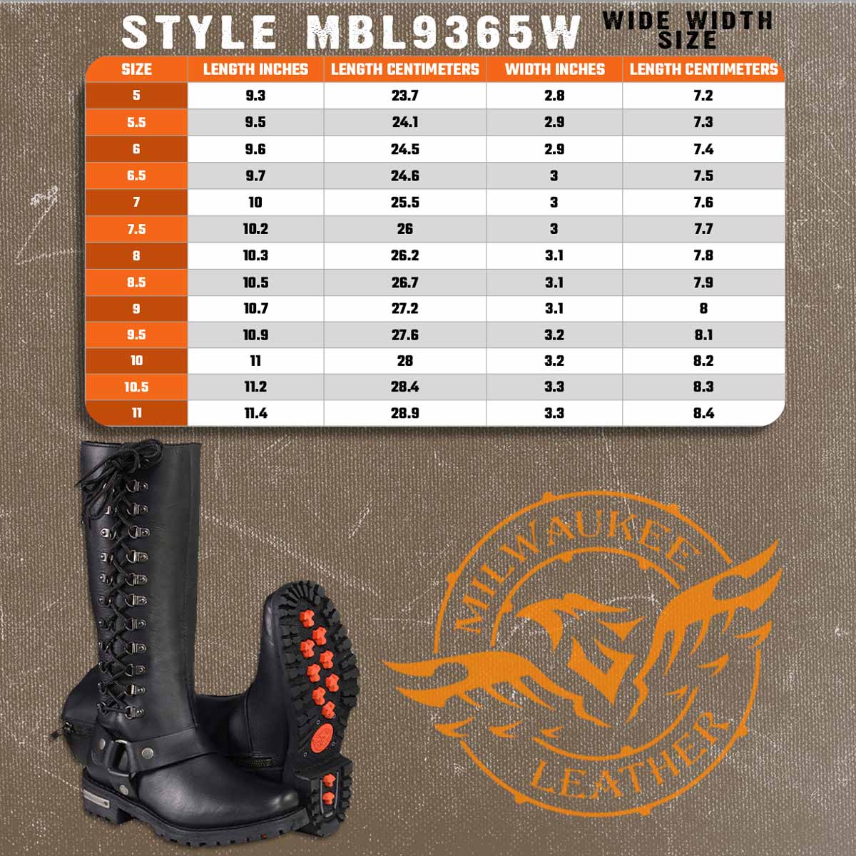 Milwaukee Leather MBL9365W Women’s Wide Width Black Classic Harness 14-inch Square Toe Leather Boots