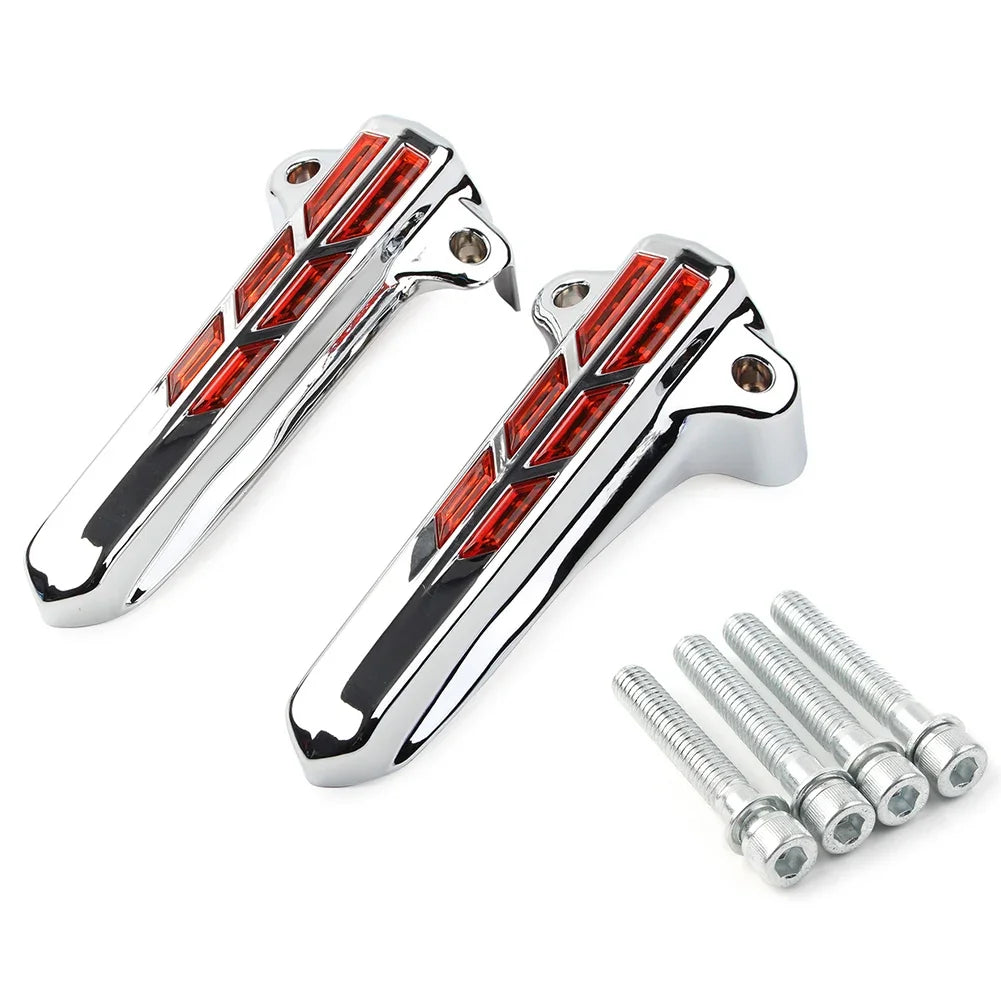 ABS For Harley FLHR FLHTK FLHX 2014-2020 Touring Electra Glide Road King Motorbike Front Lower Fork Leg Covers LED Smoke Light