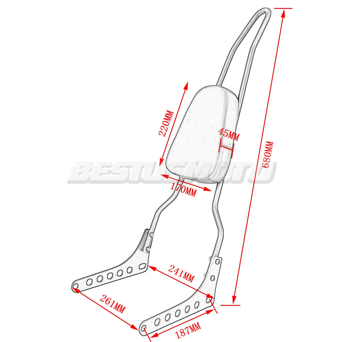 Motorcycle Backrest Sissy Bar For Harley Softail Slim FLSL Street Bob FXBB Deluxe FLDE Heritage Classic FLHC FLHCS 114 2018-2023
