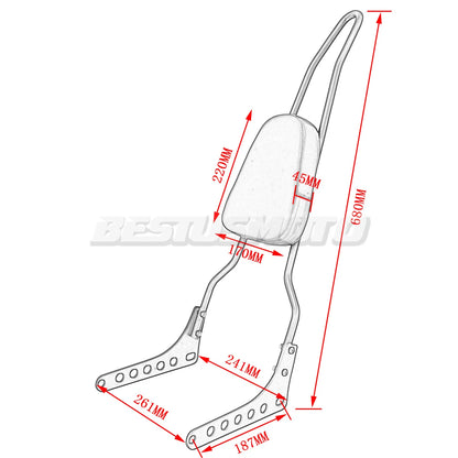 Motorcycle Backrest Sissy Bar For Harley Softail Slim FLSL Street Bob FXBB Deluxe FLDE Heritage Classic FLHC FLHCS 114 2018-2023