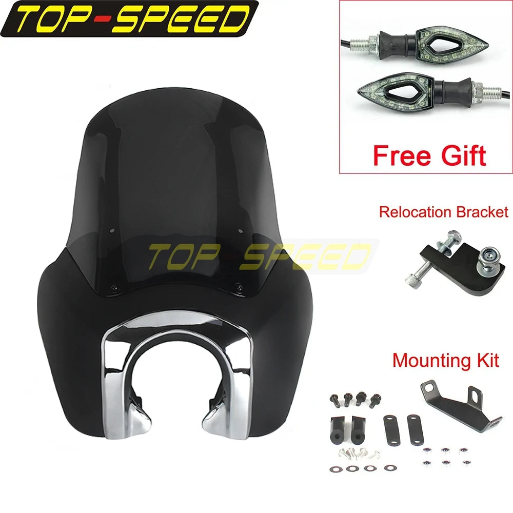 For Harley Dyna FXD FXDX Super Glide 5.75" Club Style Thug Style Headlight Fairing w/15" Windshield Light Mask 1987-2017