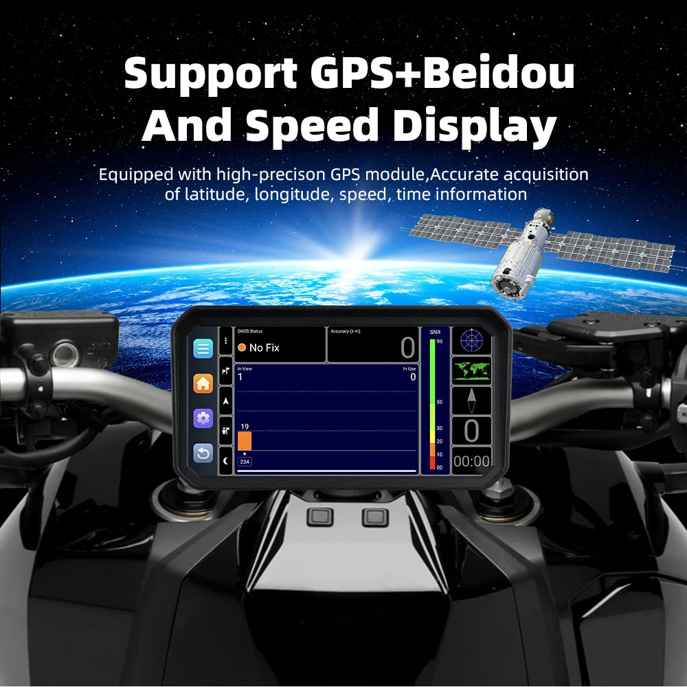 EKIY 6" Portable Digital Motorcycle Dashboard GPS Motorcycle Navigation Screen Wireless CarPlay Moto Android Auto Android 14.0