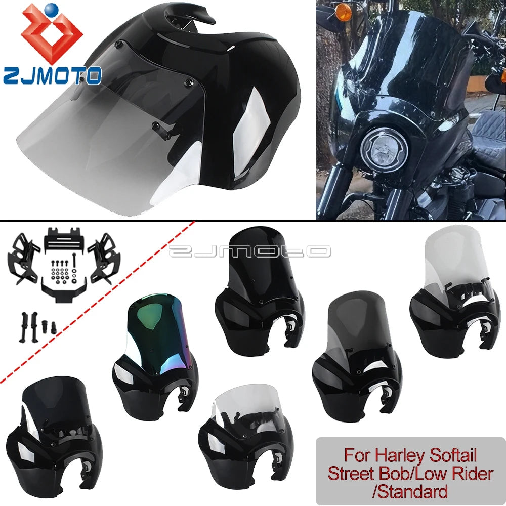 For Harley Softail Low Rider 107 FXLR 2018-2020 Motorcycle 9/12/15Inch Windshield Front Headlight Fairing For Baja LP6 LED Light