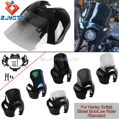For Harley Softail Low Rider 107 FXLR 2018-2020 Motorcycle 9/12/15Inch Windshield Front Headlight Fairing For Baja LP6 LED Light