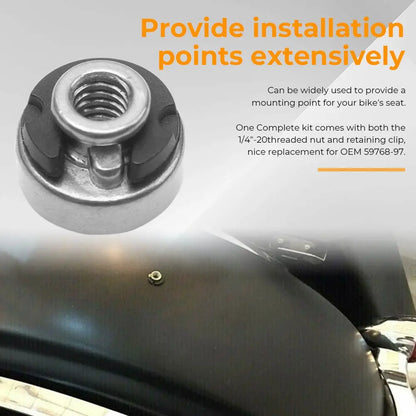 10pcs Cast Nut Mounting Rear Seat To Top Fender For Harley Sportster Touring Limited Softail Dyna Cvo 1996-Later Aluminum Silver