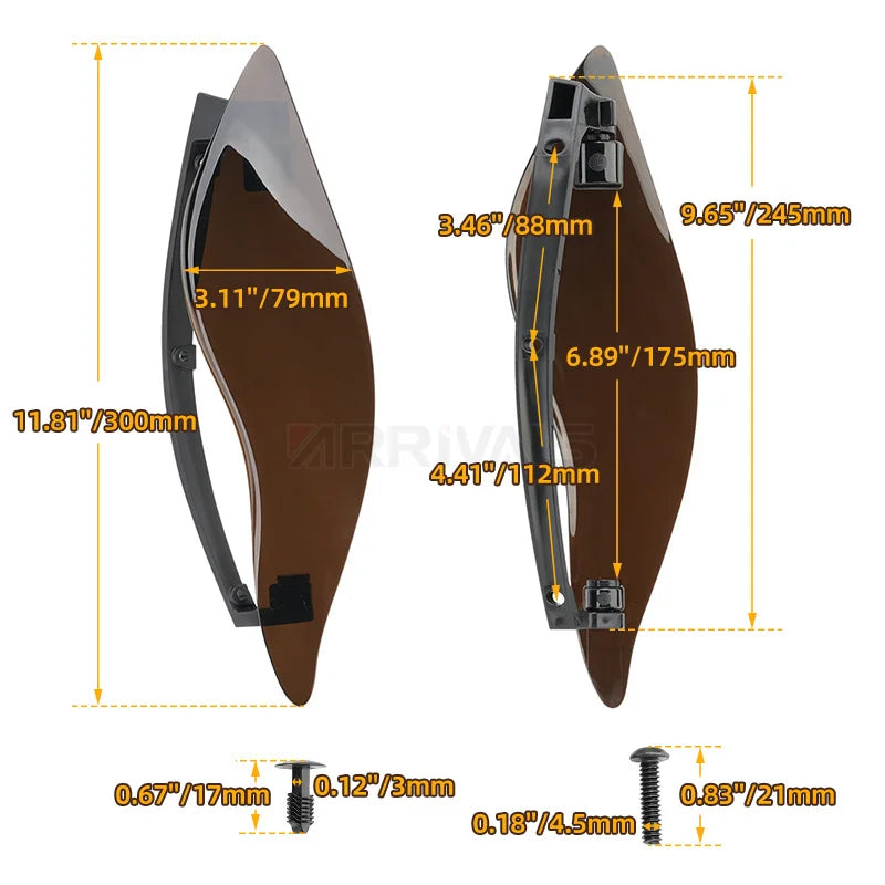Motorcycle Adjustable Side Wing Windshield Smoke Air Deflector For Harley Touring Ultra Limited Electra Street Glide 2014-2023