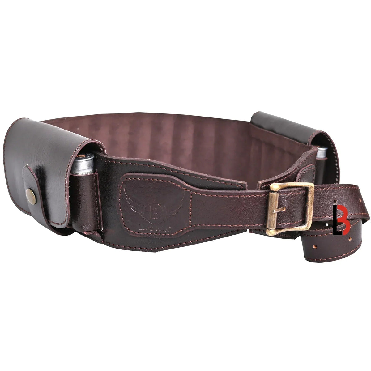 Cowhide Leather Shotshell Bandolier Cartridge Belt Two Flap Ammunition Carrier