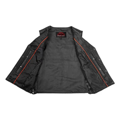 Ella Women's leather motorcycle vest -  Black