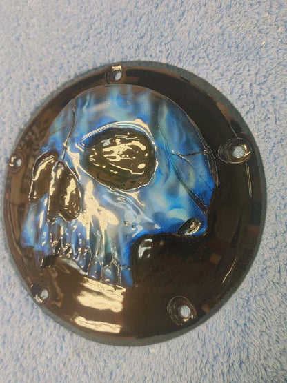 Harley Davidson derby cover twisted flames skull