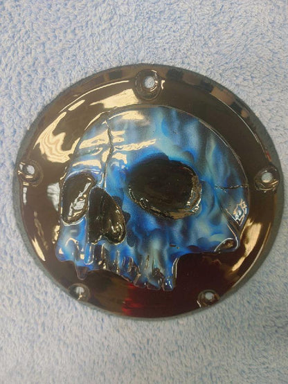 Harley Davidson derby cover twisted flames skull
