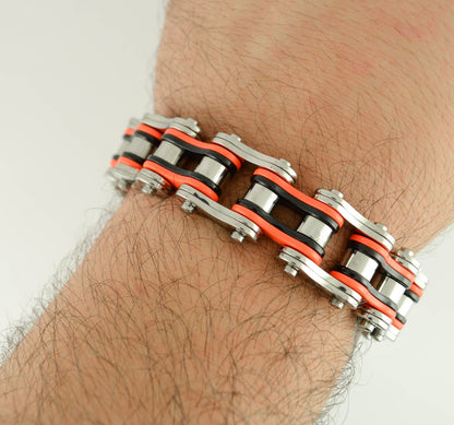 SK1260 Tri-Color Silver Orange Black Bracelet
