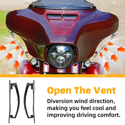 Motorcycle Adjustable Side Wing Windshield Smoke Air Deflector For Harley Touring Ultra Limited Electra Street Glide 2014-2023