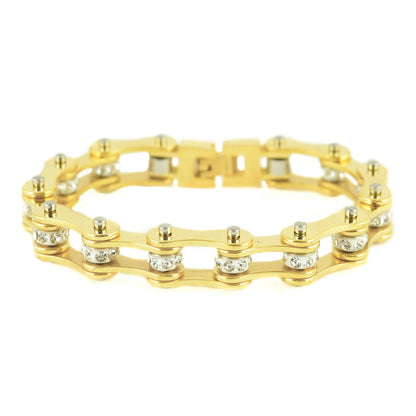 SK1853 Wide All Yellow Tone White Crystal Rollers Ladies