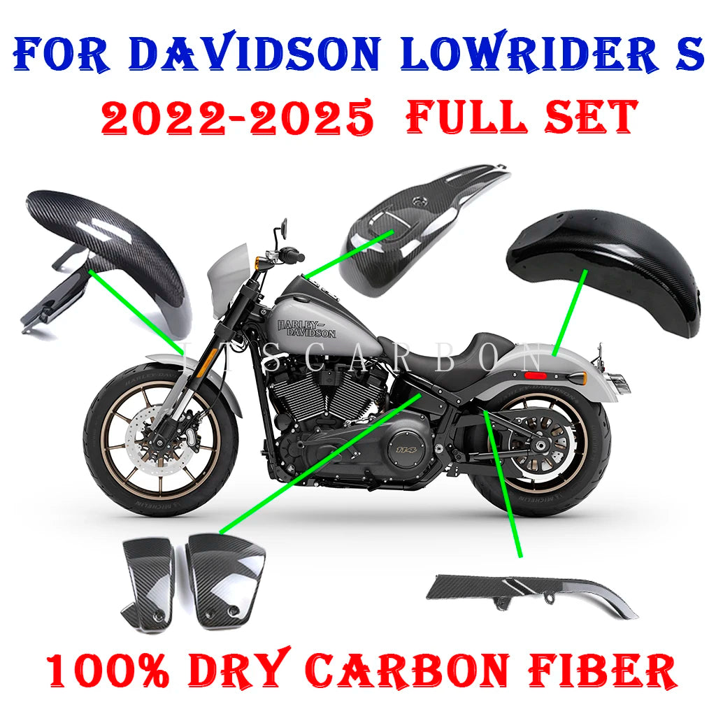 For Harley Low Rider Lowrider S 2022 2023 2024 2025 Real Dry Carbon Fiber Accessories Parts Fender Exhaust Cover Fairing Kits