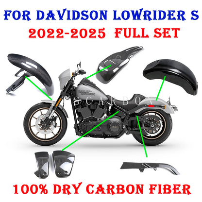 For Harley Low Rider Lowrider S 2022 2023 2024 2025 Real Dry Carbon Fiber Accessories Parts Fender Exhaust Cover Fairing Kits
