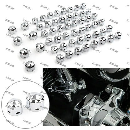 for Harley Road King Electra Glide 1999-2016 FLHX FLHTK 55PCS/Set Chrome Black Motorbike Engine Bolts Cap Set