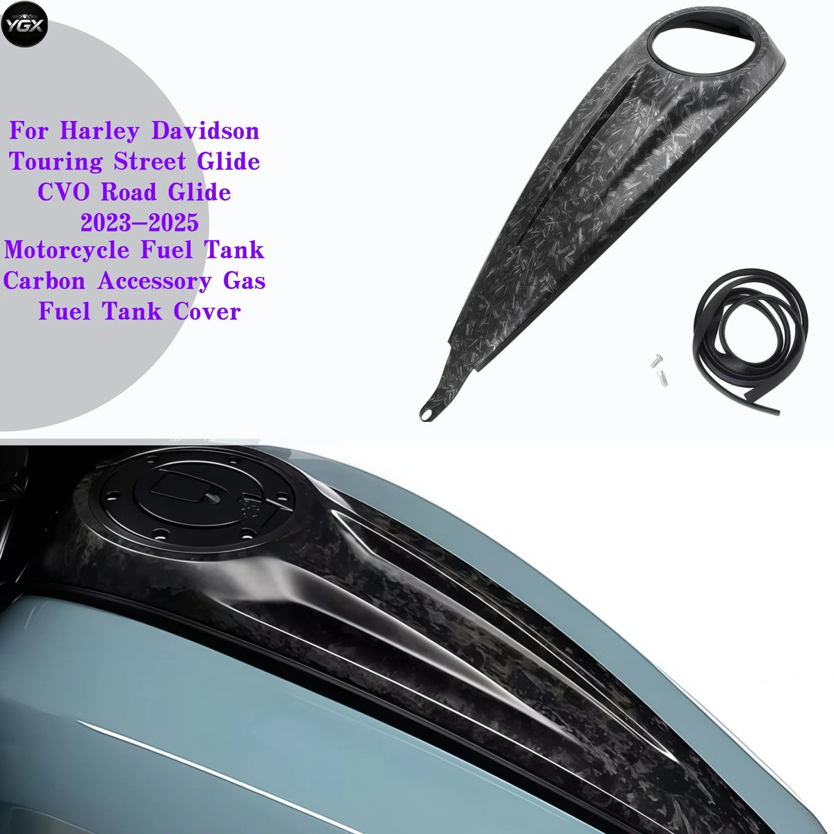 Motorcycle Fuel Tank Carbon Accessory Gas Fuel Tank Cover For Harley Davidson Touring Street Glide CVO Road Glide 2023-2025