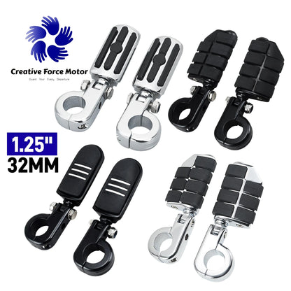 1 1/4" Motorcycles Highway Crash Bar Foot pegs Rest Clamps Engine Guard Mounts For Harley Honda Yamaha Kawasaki Davidson Softail