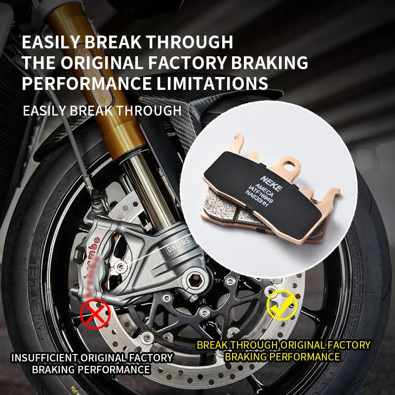 NEKE Sintered Metal Brake Pads for KAWASAKI Z900, KTM Duke 890R, BMW R1250 , DUCATI Diavel 1200/Multistrada, Harley Davidson