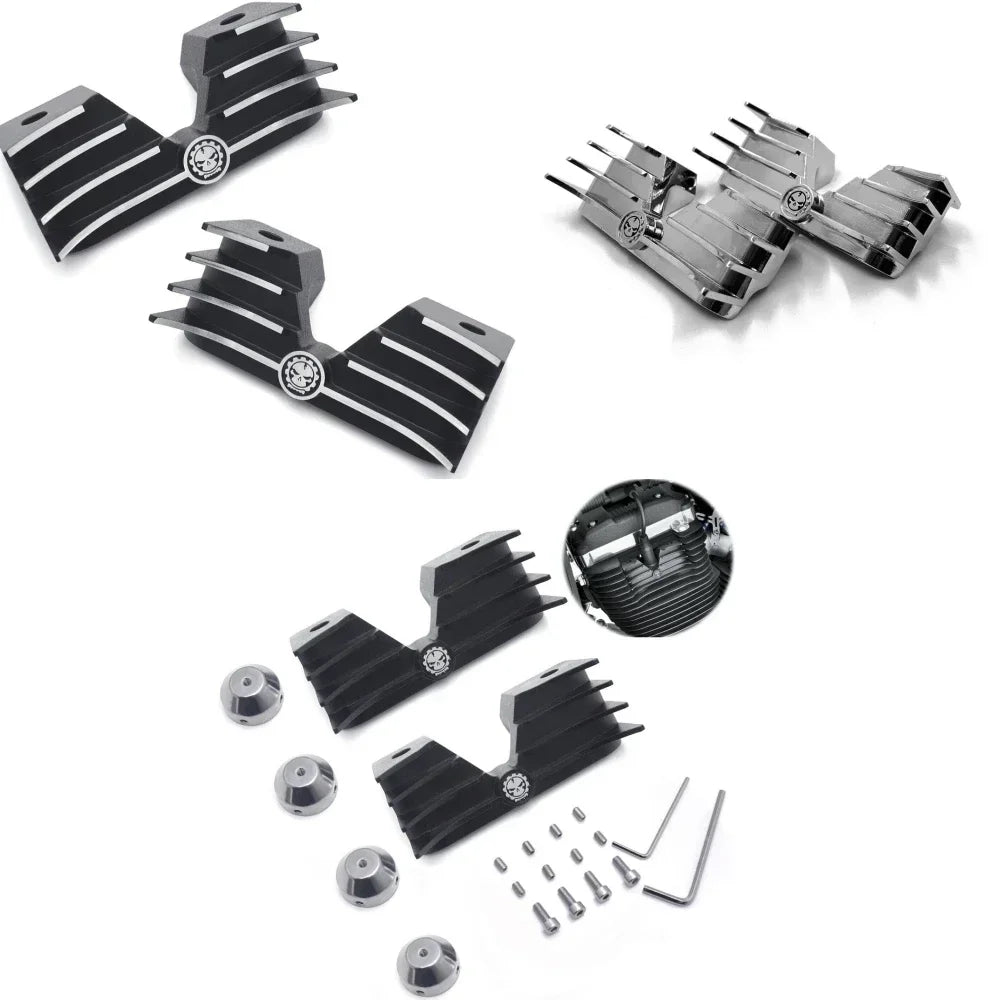 For Harley 2000-later FXSTD Motorcycle Finned Headbolt Bridge Spark Plug Headbolt Covers Fits 1999-2017 Twin Cam-equipped Models