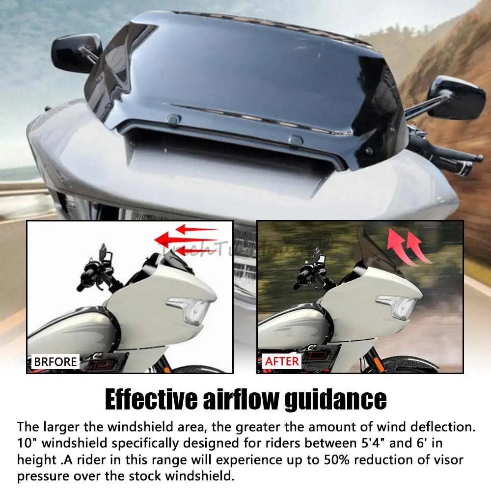 10" Front Fairing Windshield Wind Deflector Windscreen For Harley Road Glide CVO FLTRX FLTRXSE 2023 2024 Motorcycle Accessories