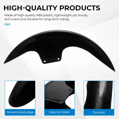 1PC 21" Mid-Length Front Fender Motorcycle ABS Plastic Glossy Black For Harley-Davidson Touring Road Glide CVO FLTRXSE 2023-2025