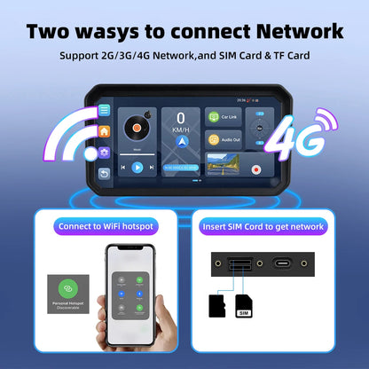 EKIY 6" Wireless CarPlay Moto Android Auto Android 14.0 Portable Digital Motorcycle Dashboard GPS Motorcycle Navigation Screen