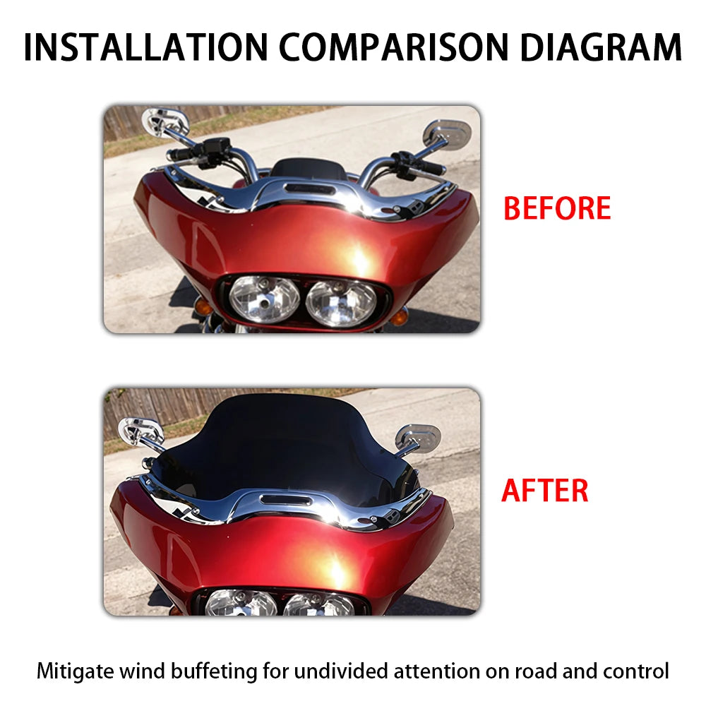 9" Motorcycle Wave Windshield For Harley Road Glide FLTR FLTRX Windshield Trim 1998 - 2013 Fairing Deflector Cover Accessories