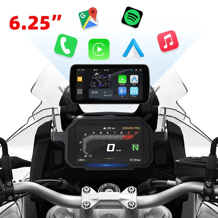 HOT EKIY 6.25 Inch wifi Motorcycle Linux Carplay MOTO Navigation IP67 Waterproof Carplay with TPMS Display Screen Android Auto