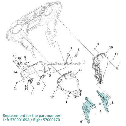Front Inner Fairing Support Mount Radio Bracket For Harley Touring Street Electra Glide Ultra 2014-2024 Motorcycle Accessories