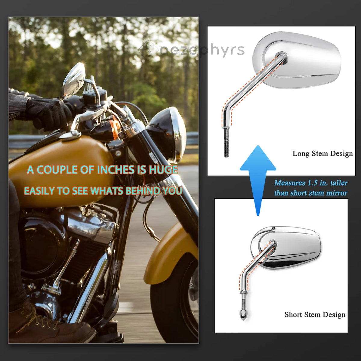 8mm Rear View Mirrors Motorcycles Long Side Mirrors for Harley Davidson Touring Sportster Softail Fat Boy Dyna Iron 833 1200 CVO