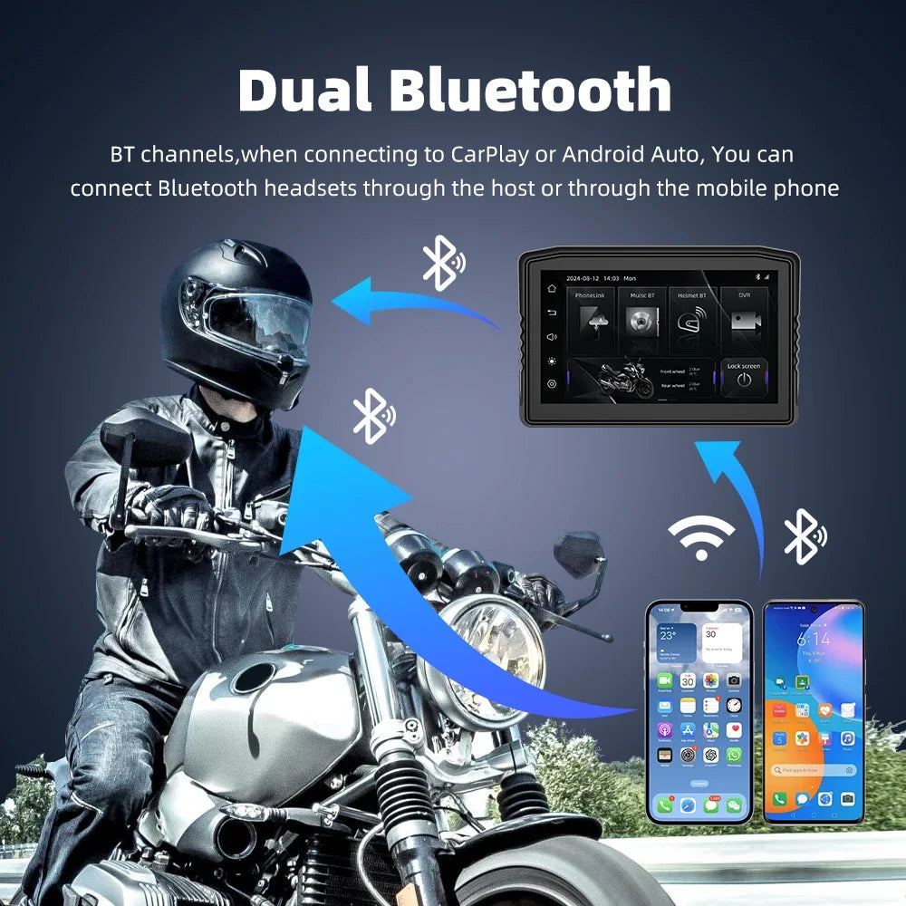 New EKIY Carplay Motorcycle 6.2inch Waterproof Portable Monitor Motorcycle Carplay Wireless Android Auto Navigation Moto Carplay