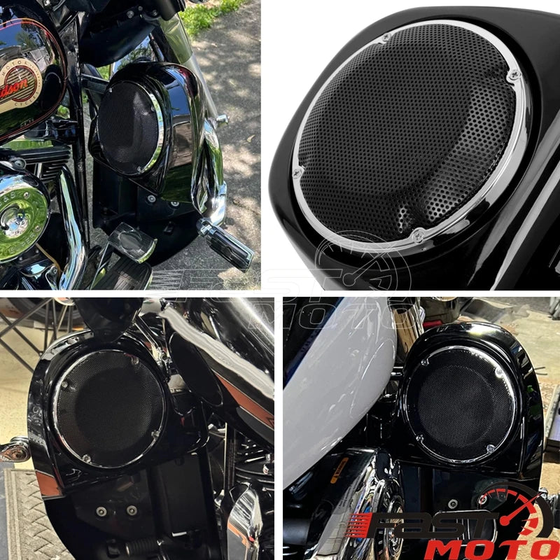 6.5" 6.5Inch Speaker Grill Cover Grille For Harley Touring Road King Electra Street Road Glide Ultra Classic FLHT FLTR 1983-2020